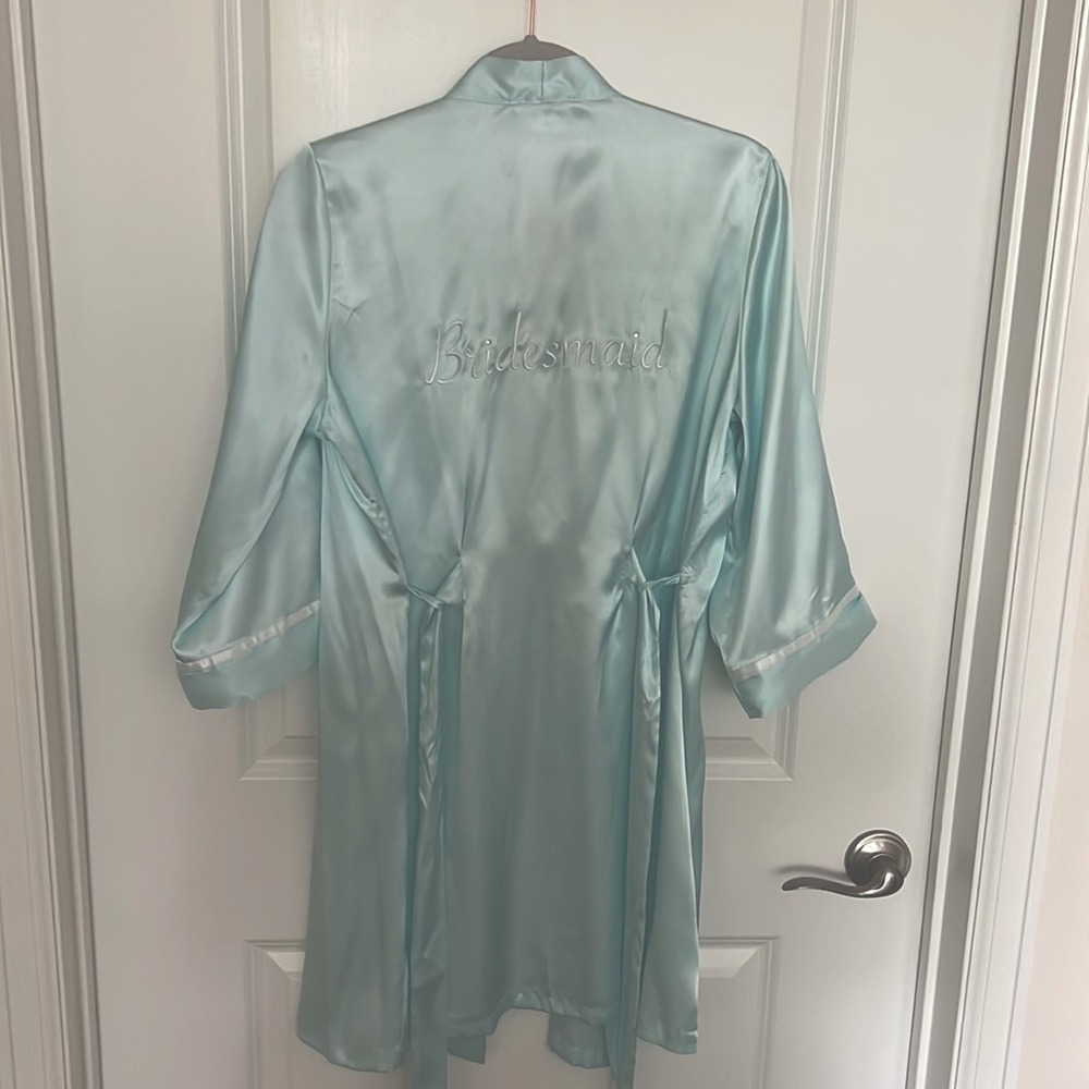 Light blue satin bridesmaid robe